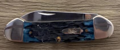 Case XX Stockman 6318 Blue Jigged Bone 3-Blade Pocket Knife, USA, Nickel Silver Bolsters