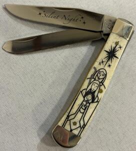 Case "Silent Night" 6254 SS Trapper Knife, Nativity Bone Handle, 2 Blades