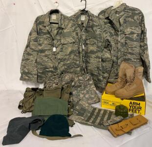 Military Clothing & Accessories &mdash; Size Medium Clothing, Tops & Bottoms, Pouches, Boots & More