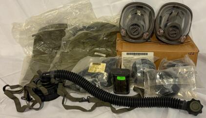 Military Gas Mask Set &ndash; Full-Face Respirators, Filters, Hoses, Protective Hoods & More