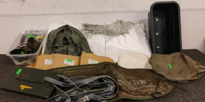 Military Surplus Outdoor Gear Lot &ndash; Ammo Box, Field Harness, Rope, Rothco Accessories, Bags
