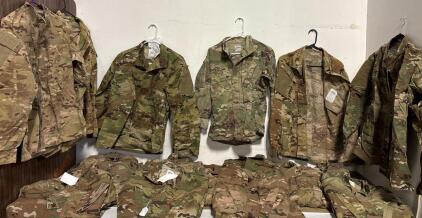 Bulk Lot US Army OCP Multicam Combat Shirts ACU Jacket NYCO Ripstop Velcro Pockets, Size Small, 17 Total.