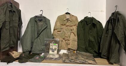 Military Surplus Uniform Lot: OG-107, DCU, Multicam Jackets, Hats & Accessories, Mixed Sizes, US/NATO