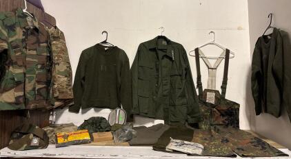 Military Surplus Lot: Size Medium, US Army & Bundeswehr Jackets, Pants, Sweaters, Flecktarn, Mess Kit, Gear