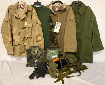 XL Military Tops, US Leather Holster, Straps, Poncho, Gloves & More