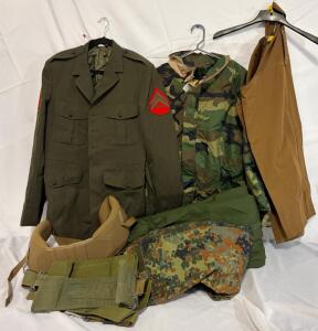 Military Clothing & Accessories &mdash; Large Coat, Uniform Top, Cabellas Rain Chaps, Weather Pants, Straps & More