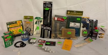Outdoor Survival & Camping Gear &mdash; Knife, Solar Shower, Fire Starters, Sawyer Kit & More