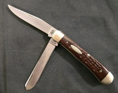 Case XX 6254 Trapper Pocket Knife, Stainless Steel Blades, Brown Jigged Handle, 4.13" Closed