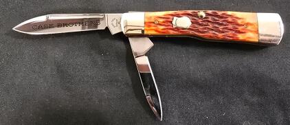 Case Brothers 6250 Trapper Folding Knife, Jigged Bone Handle, 3.75" Closed, Stainless Blades USA