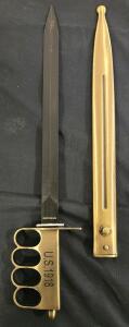 Hunt-Down U.S. 1918 Trench Knife Replica, 17" Overall, 3CR13 Steel, Knuckle Duster, Model 9763