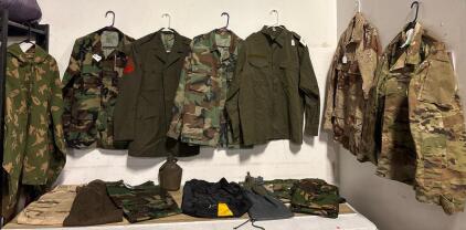 US Military Surplus Lot Size XSmall And Small: BDU Jackets, Trousers, Field Gear, Canteen, Pouches, Dress Uniform Bundle