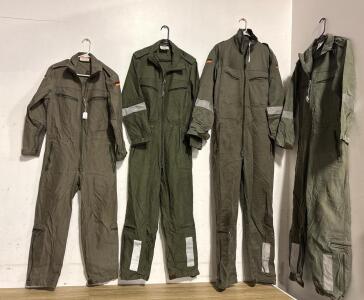 German Bundeswehr Olive Flight Suit, Reflective Strips, Zip Pockets, Flag Patch, Multiple Sizes