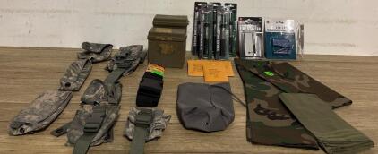 Military Accessories Lot including pouches, first aid kits, fire starter and more