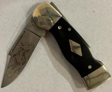 Western S-533 Folding Pocket Knife, Wildlife Etched