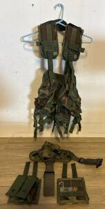 Fidragon Modular Tactical Load Bearing Vest Set, Woodland Camo, Drop Leg Holster, Mag Pouches