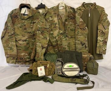 Military Clothing & Accessories &mdash; Size Large Clothing, Tops & Bottoms, Jackets, Pouches Canteen & More