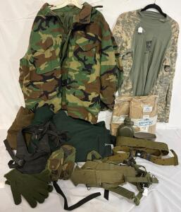 Military Clothing & Accessories &mdash; Size XL-2XL Coat, Tops & Pants, Canteen, Belts, Straps & More