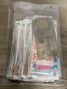 Mixed World Currency Lot ~60 Banknotes, 1950s&ndash;2000s, Multiple Countries, Circulated, High Denominations