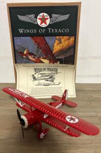 Wings of Texaco 1931 Stearman 4D Biplane Coin Bank by Ertl, 3rd Series, Box & Paperwork, #09937