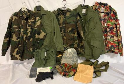 Military Clothing & Accessories &mdash; Size Medium Jackets & Tops, Skirt, Straps, Dakota Outerware & More