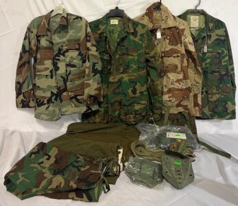 Military Clothing & Accessories &mdash; Size Small Tops & Pants, Straps, Smock & More
