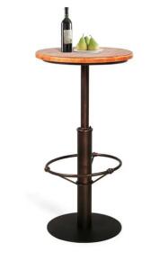 Topower Industrial Pub Table 19.7" Round Solid Pine Wood Top 42.2" Height