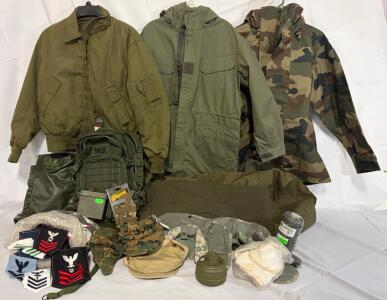 Military Clothing & Accessories &mdash; Medium/Large Jackets & Pants, Med Pack, Bags, Patches & More