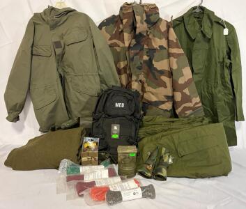 Military Clothing & Accessories &mdash; Small-Medium Jackets & Warm Pants, Med Pack, Bags, Blanket & More