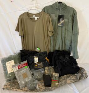 Military Clothing & Accessories &mdash; Size XL Clothing, Coat, Tops & Bottoms Overalls, Pouches, Boots, Sleeping Bag & More