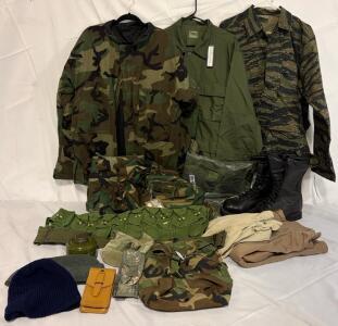 Military Clothing & Accessories &mdash; Size Large Clothing, Tops & Bottoms, Pouches, Boots & More