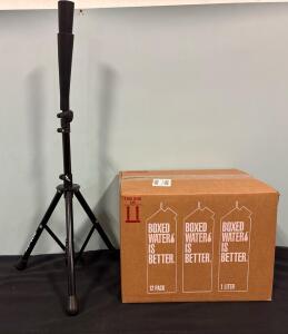 (12) Pack Boxed Water (33.8 oz each) In Plant Based Reusable Refillable Cartons And (1) Withstar Foldable Batting Tee With Rubber Too