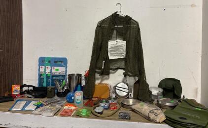 Military Survival Field Kit &ndash; Insect Mesh Jacket Large, Katadyn Purifier, Cook Set, Ponchos, Eyewear