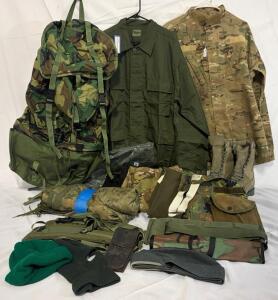 Military Clothing & Accessories &mdash; Size Large Clothing, Tops & Bottoms, Pouches, Boots, Backpack & More