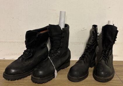 Black Military Combat & Jump Boots, 9-10" Height, Leather Uppers, Lace-Up, Heavy Duty Soles, Size 7R