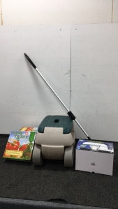 (3) Upside Down Tomato Planters, (1) Garden Buddy, (1) Security LED Light, (1) Swivel Sweeper