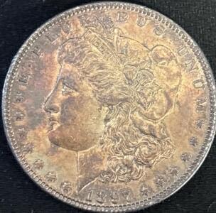 1897 Morgan Silver Dollar, Philadelphia Mint, 90% Silver, Circulated U.S. Coin
