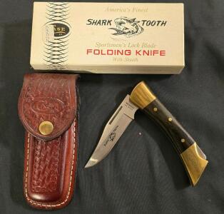 Case XX Shark Tooth Sportmen's Lock Blade Folding Knife With Sheath Ajd Original Box
