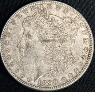 1896 Morgan Silver Dollar, Philadelphia Mint, 90% Silver, Circulated U.S. Coin