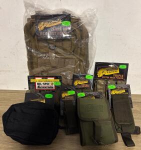 Voodoo Tactical Assault Pack and 8 MOLLE Pouches: Mag, Utility, Binocular, Grenade, Buttstock