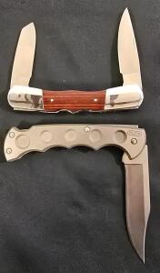 (1) Buck Single And (1) Double Bladed Pocket Knives