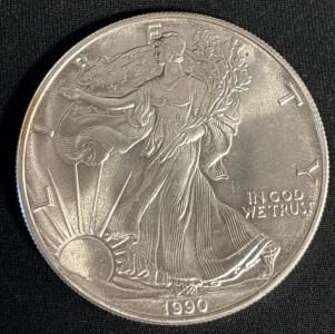 1990 Walking Liberty 1oz .999 Fine Silver One Dollar Coin