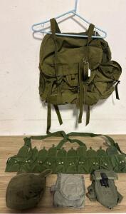 U.S. Military Vietnam Era M1956/M1967 Field Gear Set with Rucksack, Bandoleer, and Pouches