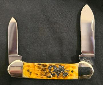 Case Mini Trapper 62131 Yellow Jigged Bone, 2 Blades, USA, Slip Joint Folding Knife
