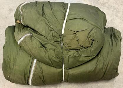 Vintage USGI Down-Filled Casualty Sleeping Bag, Olive Drab, Fur Hood, Extreme Cold Weather