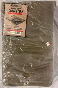 MILSPEC PLUS 16' x 20' Heavy Duty Canvas Tarp, Rustproof Brass Grommets, Water Repellent