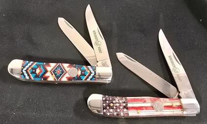 (2) Whiskey Bent Trapper Pocket Knives