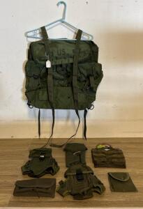 ALICE Large Field Pack USGI w/ Multiple Utility Pouches, North Star Tactical MOLLE Pouch, OD Green