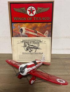 Wings of Texaco 1930 Travel Air Model R "Mystery Ship" Die-Cast Coin Bank w/ Box & COA