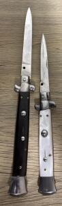 Italian Stiletto Switchblade Knife Set, 13" Black & 9" Pearl, Automatic, Italy, Stainless