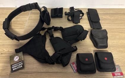 Rothco Tactical Duty Belt Set &ndash; Ambidextrous Shoulder Holster & Medical Pouches, Black, Universal Fit